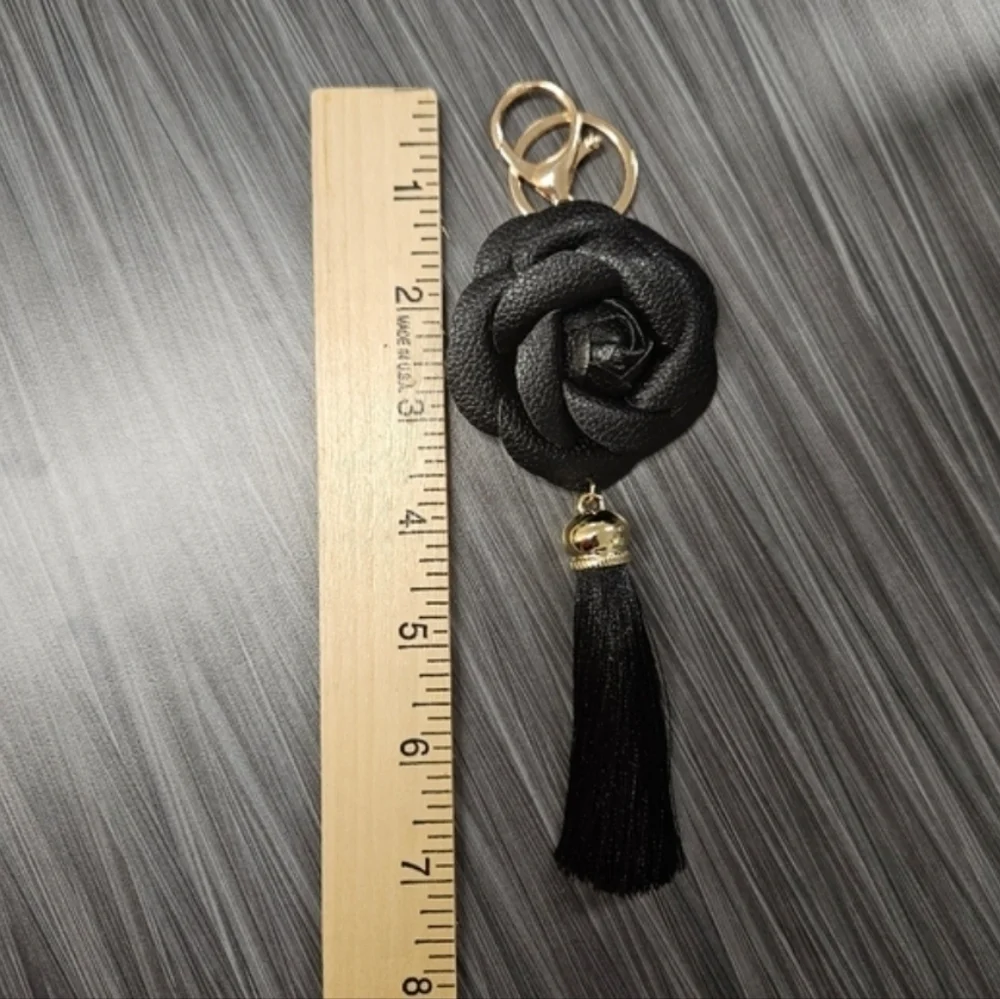 NEW Black Floral Tassel Keychain/Bag Charm